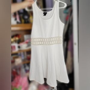 White Mini dress with Embroidery Flowers